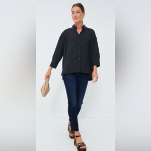 Pomander Place Black Adair Boyfriend Oversized
Button Down Shirt Size L